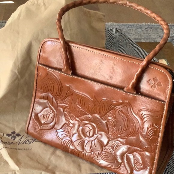Patricia Nash Paris Tooled Leather Small Satchel with Dust Bag - Picture 1 of 9